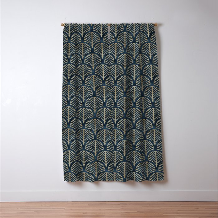Art Deco, Decorative Fan Leaves Window Curtain Gallery Image 3