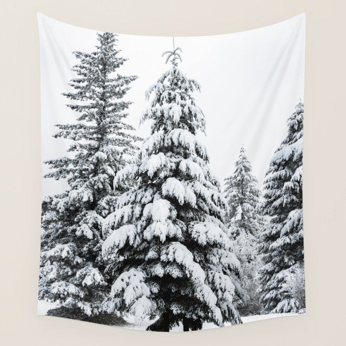 Winter Magic - Snow Covered Fir Trees Pacific Northwest Wall Tapestry Gallery Image 4