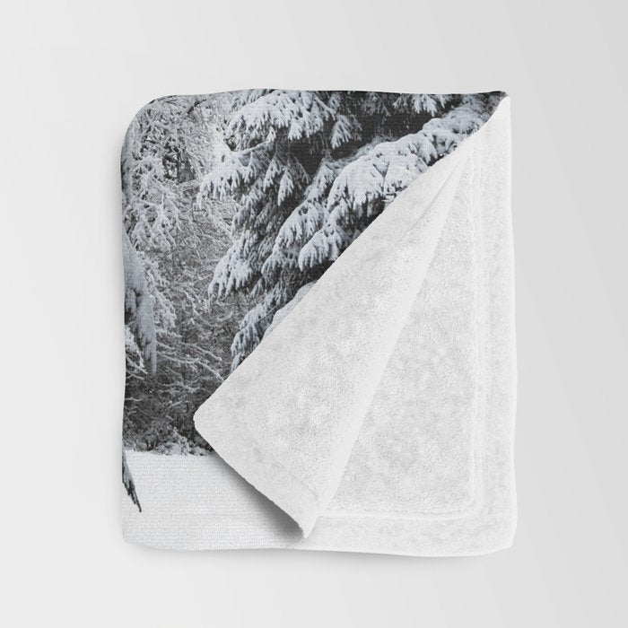 Winter Magic - Snow Covered Fir Trees Pacific Northwest Throw Blanket Gallery Image 3