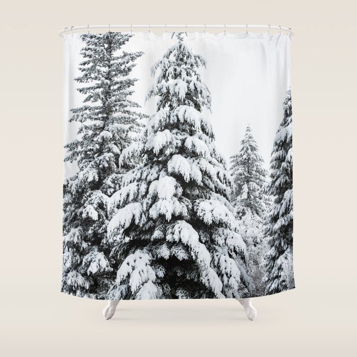Winter Magic - Snow Covered Fir Trees Pacific Northwest Shower Curtain Gallery Image 1
