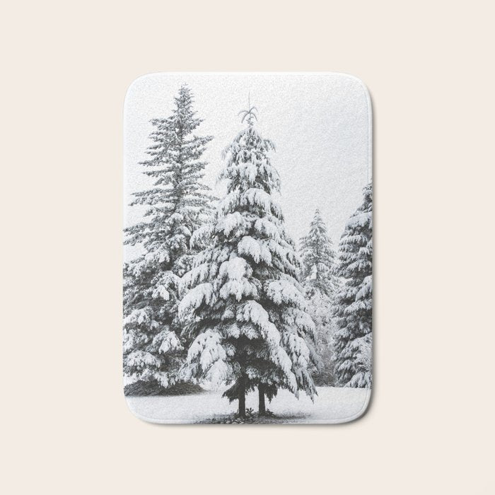 Winter Magic - Snow Covered Fir Trees Pacific Northwest Bath Mat Gallery Image 1