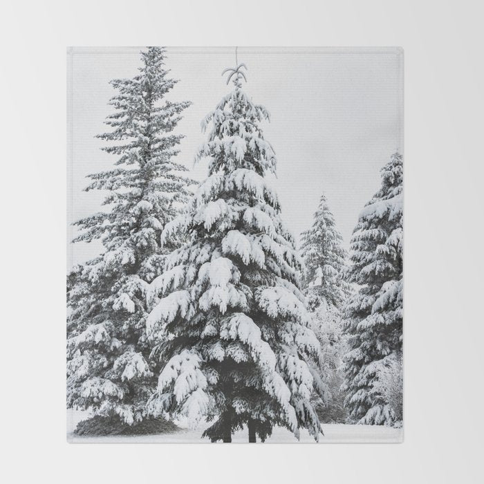 Winter Magic - Snow Covered Fir Trees Pacific Northwest Throw Blanket Gallery Image 2