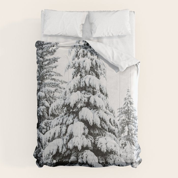 Winter Magic - Snow Covered Fir Trees Pacific Northwest Comforter Gallery Image 6
