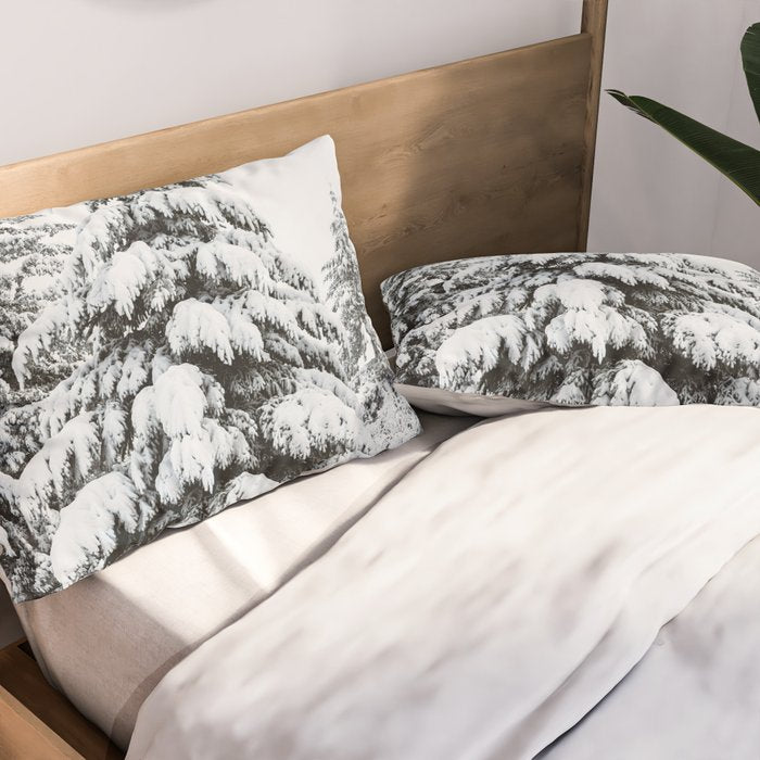 Winter Magic - Snow Covered Fir Trees Pacific Northwest Pillow Sham Gallery Image 2