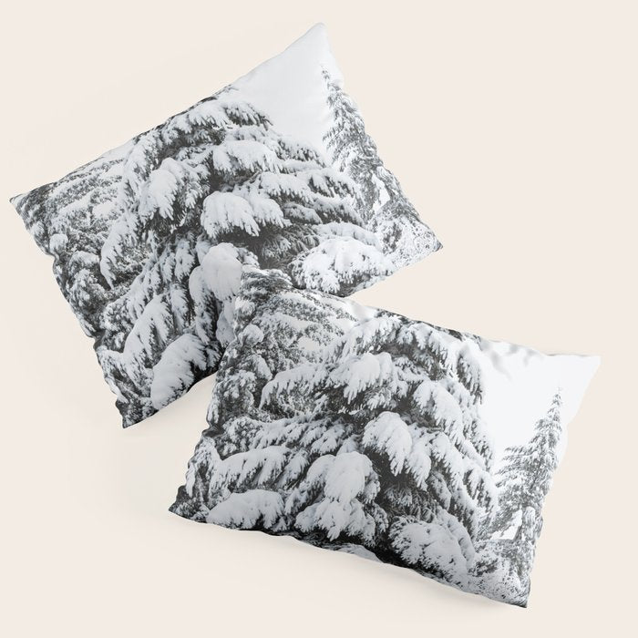 Winter Magic - Snow Covered Fir Trees Pacific Northwest Pillow Sham Gallery Image 3