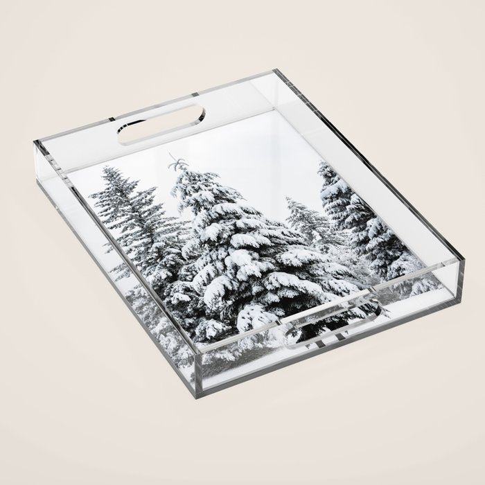 Winter Magic - Snow Covered Fir Trees Pacific Northwest Acrylic Tray Gallery Image 1