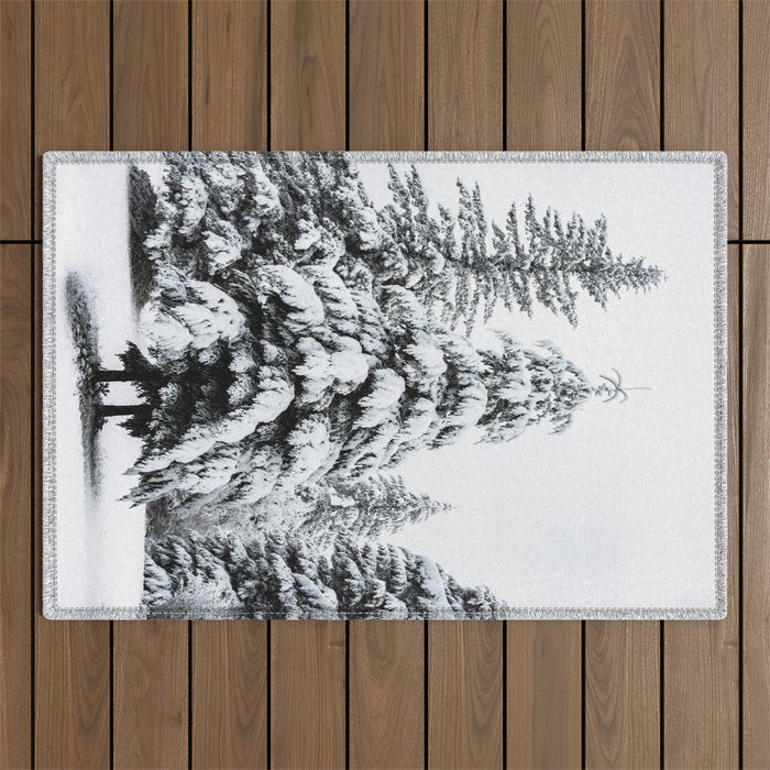 Winter Magic - Snow Covered Fir Trees Pacific Northwest Outdoor Rug Gallery Image 1