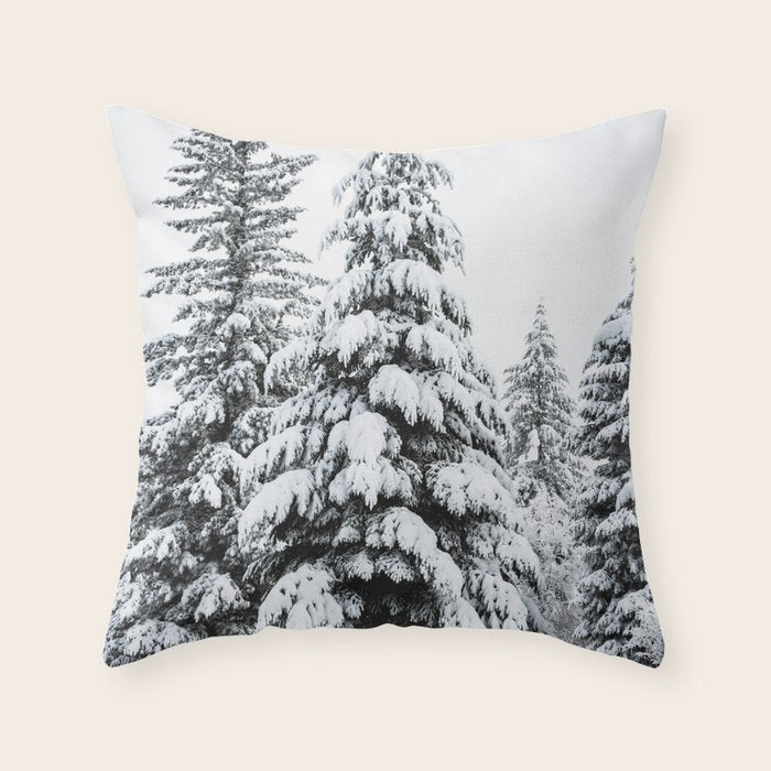 Winter Magic - Snow Covered Fir Trees Pacific Northwest Throw Pillow Gallery Image 6