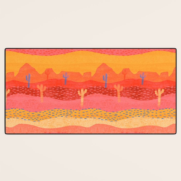 Vintage Western Desert Landscape in Warm Sunrise Desk Mat Gallery Image 3