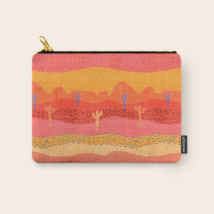 Vintage Western Desert Landscape in Warm Sunrise Carry All Pouch Gallery Image 1