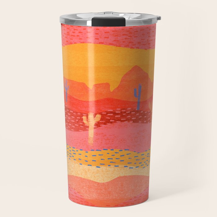 Vintage Western Desert Landscape in Warm Sunrise Travel Mug Gallery Image 1