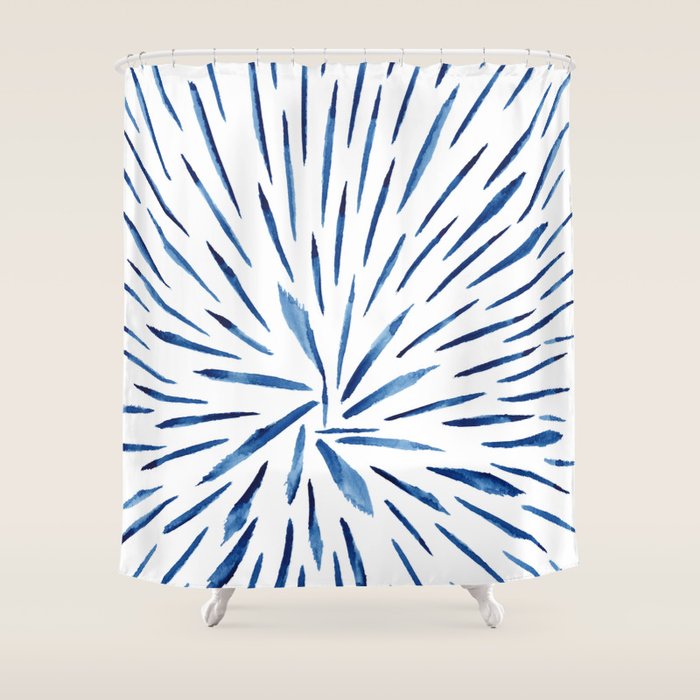 Indigo Sparks | Watercolor Pattern Shower Curtain Gallery Image 1