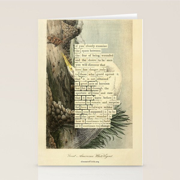 Great White Egret Divination from # An Almanac of Birds # Divinations for Uncertain Days Stationery Card Gallery Image 2