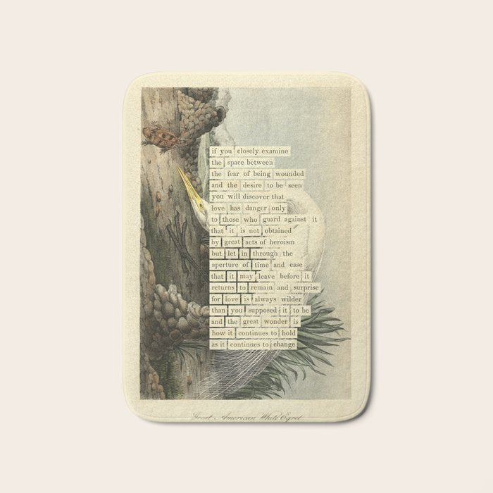 Great White Egret Divination from # An Almanac of Birds # Divinations for Uncertain Days Bath Mat Gallery Image 1