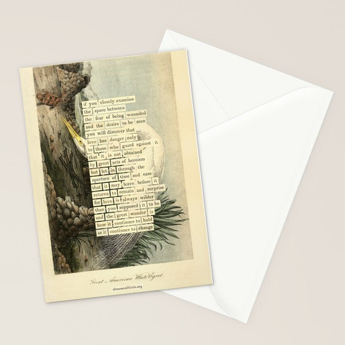 Great White Egret Divination from # An Almanac of Birds # Divinations for Uncertain Days Stationery Card Gallery Image 2