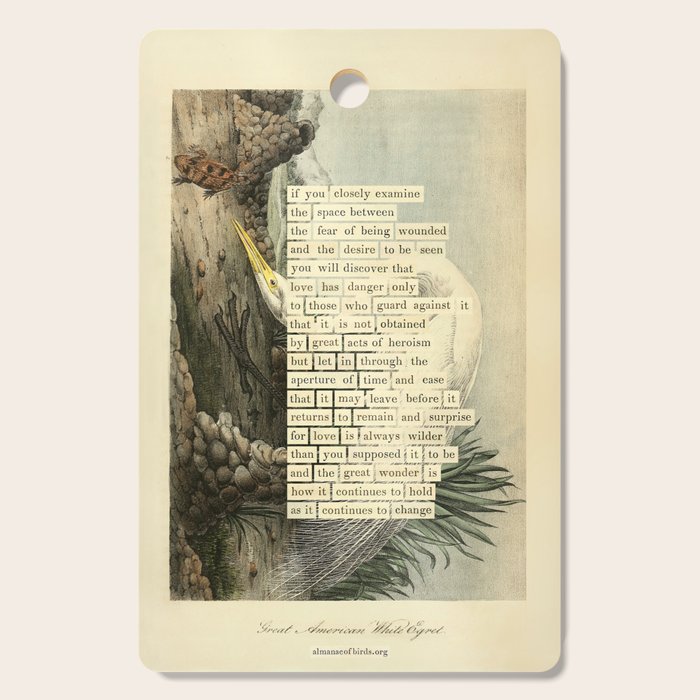Great White Egret Divination from # An Almanac of Birds # Divinations for Uncertain Days Cutting Board Gallery Image 1