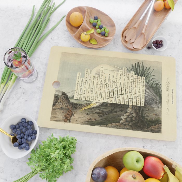 Great White Egret Divination from # An Almanac of Birds # Divinations for Uncertain Days Cutting Board Gallery Image 2