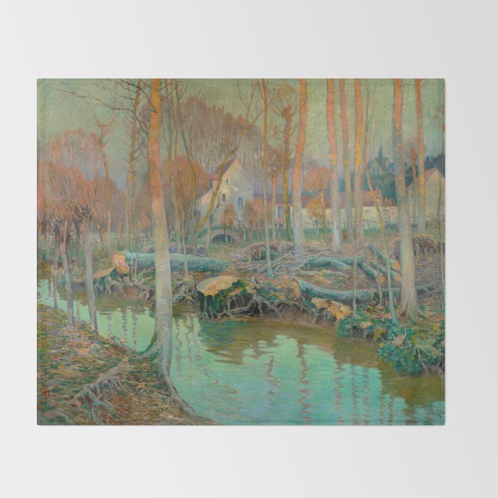 The Old Mill in Giverny, 1899 Throw Blanket Gallery Image 2