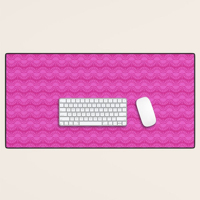 Pink neon bright geometric pattern  Desk Mat Gallery Image 1