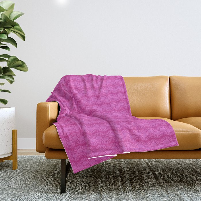 Pink neon bright geometric pattern  Throw Blanket Gallery Image 1