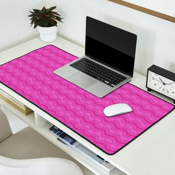 Pink neon bright geometric pattern  Desk Mat Gallery Image 2