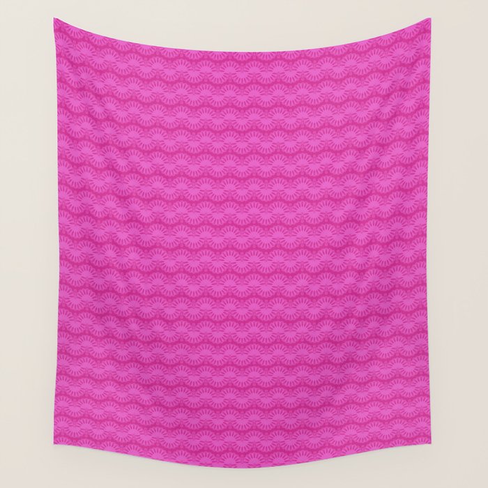 Pink neon bright geometric pattern  Wall Tapestry Gallery Image 1