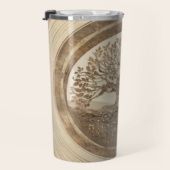 Tree of life -Yggdrasil Pastel Gold Travel Mug Gallery Image 3