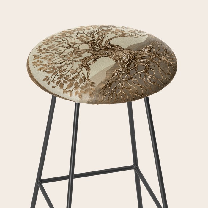 Tree of life -Yggdrasil Pastel Gold Stool Gallery Image 2
