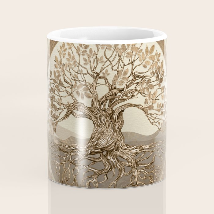 Tree of life -Yggdrasil Pastel Gold Coffee Mug Gallery Image 4