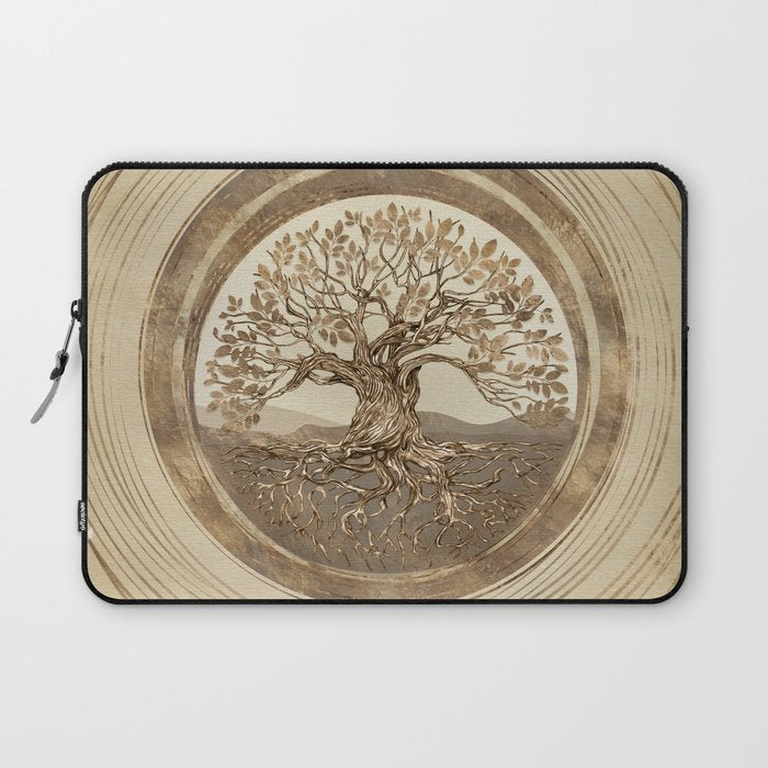 Tree of life -Yggdrasil Pastel Gold Laptop Sleeve Gallery Image 1