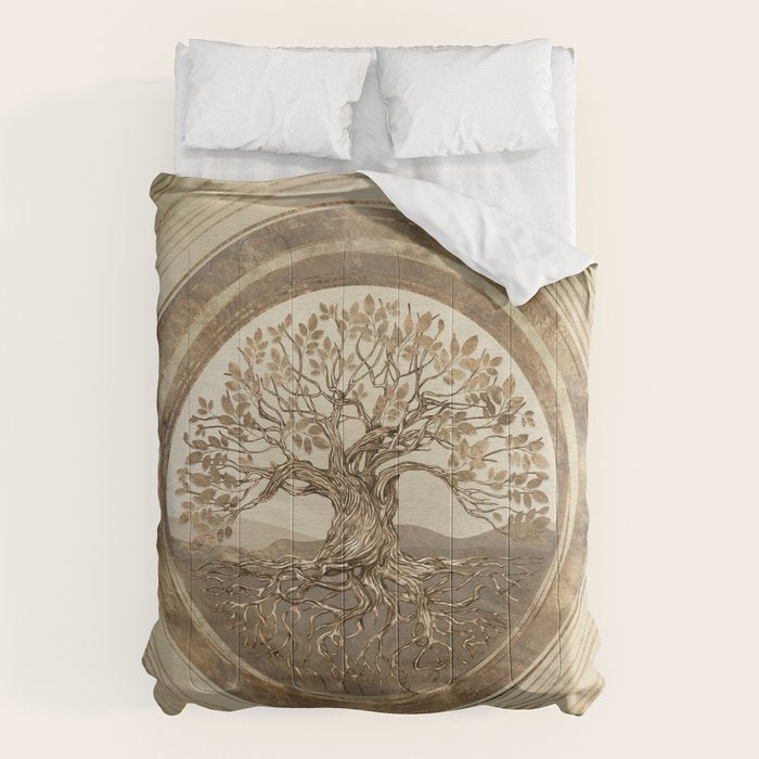 Tree of life -Yggdrasil Pastel Gold Comforter Gallery Image 6