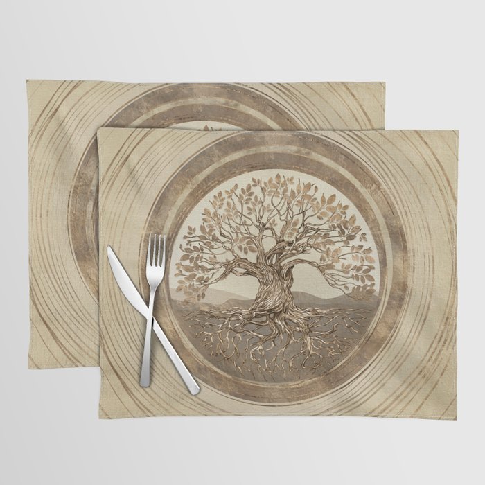 Tree of life -Yggdrasil Pastel Gold Placemat Gallery Image 1