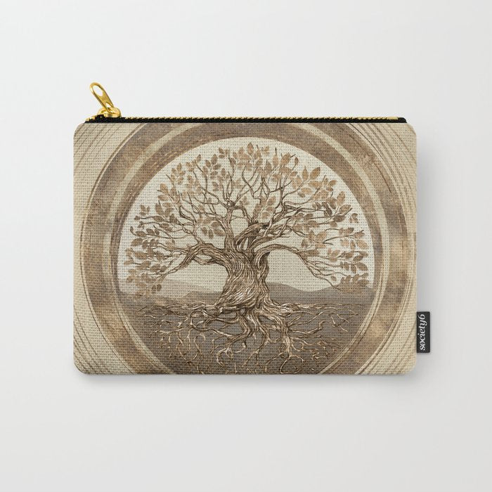 Tree of life -Yggdrasil Pastel Gold Carry All Pouch Gallery Image 1