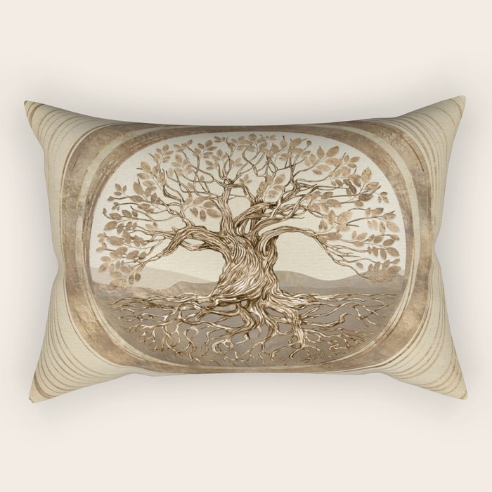 Tree of life -Yggdrasil Pastel Gold Rectangular Pillow Gallery Image 2