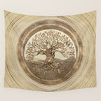 Tree of life -Yggdrasil Pastel Gold Wall Tapestry Gallery Image 4