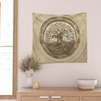 Tree of life -Yggdrasil Pastel Gold Wall Tapestry Gallery Image 2