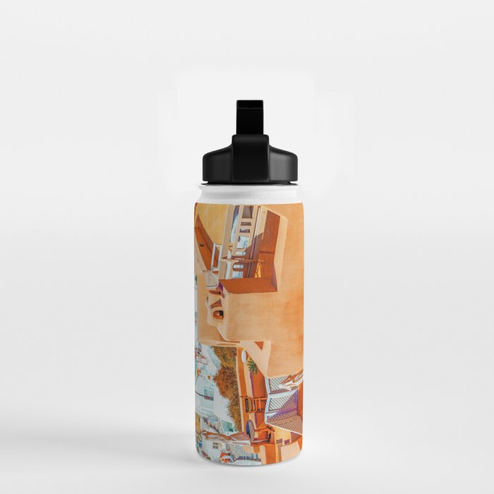 Santorini Vacay | Greece Summer Travel Architecture Buildings | Pastel Beachy Cityscape Photography Water Bottle Gallery Image 2