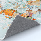 Santorini Vacay | Greece Summer Travel Architecture Buildings | Pastel Beachy Cityscape Photography Rug Gallery Image 4