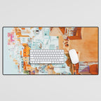 Santorini Vacay | Greece Summer Travel Architecture Buildings | Pastel Beachy Cityscape Photography Desk Mat Gallery Image 1