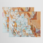 Santorini Vacay | Greece Summer Travel Architecture Buildings | Pastel Beachy Cityscape Photography Placemat Gallery Image 1
