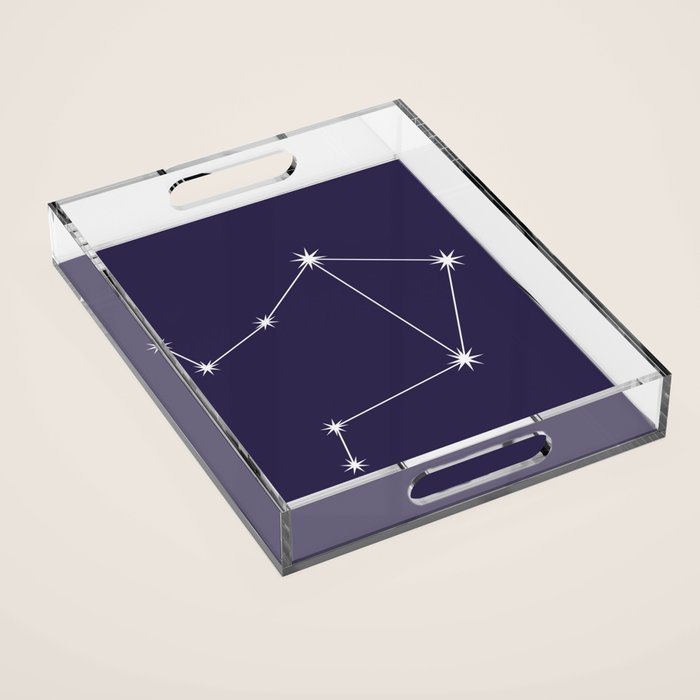 Libra Zodiac Star Constellation Line Art Dark Purple Acrylic Tray Gallery Image 1