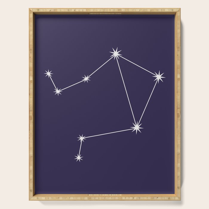 Libra Zodiac Star Constellation Line Art Dark Purple Serving Tray Gallery Image 1