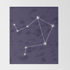 Libra Zodiac Star Constellation Line Art Dark Purple Throw Blanket Gallery Image 2