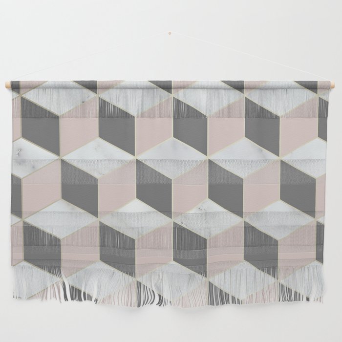 Geometric Art, Marble, Blush Pink, Gray, Abstract Art Wall Hanging Gallery Image 1