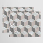 Geometric Art, Marble, Blush Pink, Gray, Abstract Art Placemat Gallery Image 1