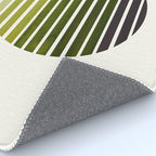 Olive Green Mid Century Modern Minimalist Scandinavian Colorful Stripes Geometric Pattern Round Circ Rug Gallery Image 4