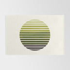 Olive Green Mid Century Modern Minimalist Scandinavian Colorful Stripes Geometric Pattern Round Circ Rug Gallery Image 2