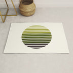 Olive Green Mid Century Modern Minimalist Scandinavian Colorful Stripes Geometric Pattern Round Circ Rug Gallery Image 1