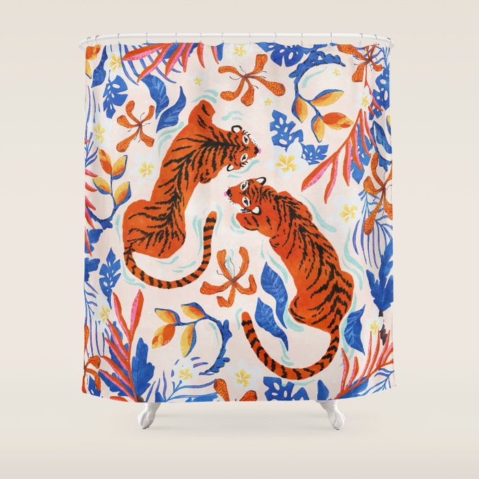 Tiger Swim Shower Curtain Gallery Image 1