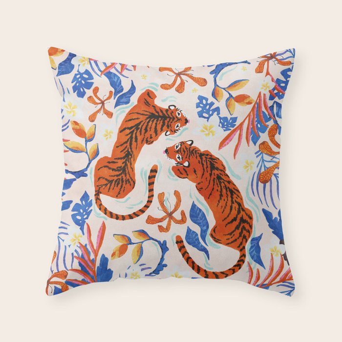 Tiger Swim Throw Pillow Gallery Image 1